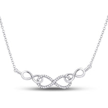  10k White Gold Womens Round Diamond Infinity Pendant Necklace 1/5 Cttw
