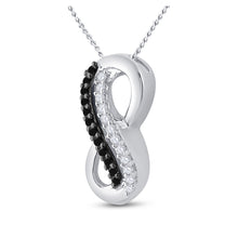  10k White Gold Womens Round Black Color Enhanced Diamond Infinity Pendant 1/10 Cttw