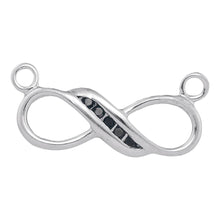  Sterling Silver Womens Round Black Color Enhanced Diamond Infinity Pendant Necklace 1/20 Cttw