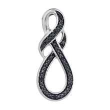  Sterling Silver Womens Round Black Color Enhanced Diamond Infinity Pendant .03 Cttw