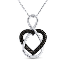  Sterling Silver Womens Round Black Color Enhanced Diamond Heart Pendant .01 Cttw