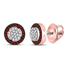  10k Rose Gold Womens Round Red Color Enhanced Diamond Cluster Earrings 1/5 Cttw