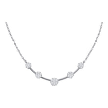  14k White Gold Womens Round Diamond Cluster Necklace 1 Cttw