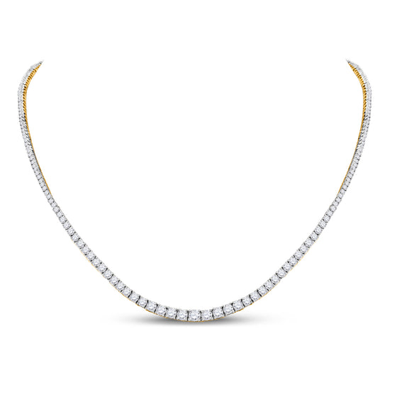 14k Yellow Gold Womens Round Diamond Graduated Cocktail Necklace 9 Cttw