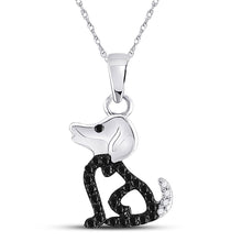  10k White Gold Black Color Enhanced Diamond Womens Puppy Doggy Dog Canine Pendant 1/8 Cttw