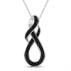 Sterling Silver Womens Round Black Color Enhanced Diamond Fashion Pendant 1/10 Cttw