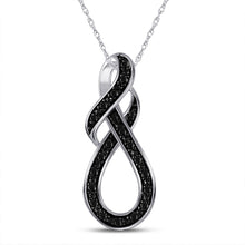  Sterling Silver Womens Round Black Color Enhanced Diamond Fashion Pendant 1/10 Cttw