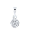 14k White Gold Womens Round Diamond Flower Cluster Pendant 1/10 Cttw
