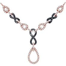  10k Rose Gold Womens Round Black Color Enhanced Diamond Fashion Necklace 3/4 Cttw