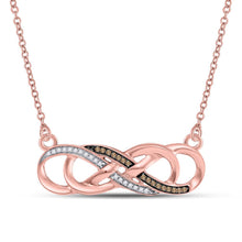  10k Rose Gold Womens Round Brown Diamond Infinity Necklace 1/8 Cttw