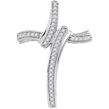  10k White Gold Womens Round Diamond Cross Pendant 1/8 Cttw