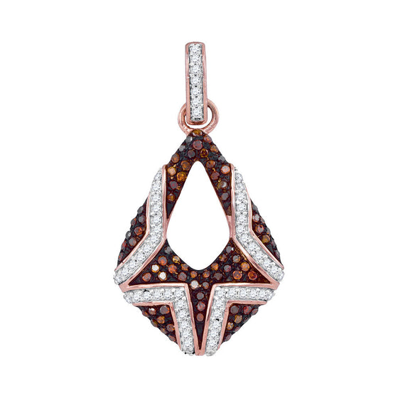 10k Rose Gold Womens Round Red Color Enhanced Diamond Fashion Pendant 1/3 Cttw