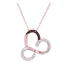  10k Rose Gold Womens Round Red Color Enhanced Diamond Heart Pendant Necklace 1/8 Cttw