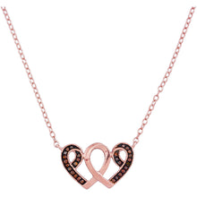  10k Rose Gold Womens Round Red Color Enhanced Diamond Heart Necklace 1/10 Cttw