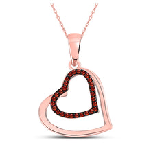  10k Rose Gold Womens Round Red Color Enhanced Diamond Heart Pendant 1/10 Cttw