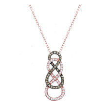  10k Rose Gold Womens Round Brown Diamond Double Vertical Infinity Pendant 1/4 Cttw
