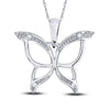 10k White Gold Womens Round Diamond Butterfly Bug Wings Pendant .03 Cttw