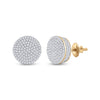10k Yellow Gold Womens Round Diamond Circle Cluster Earrings 1/3 Cttw