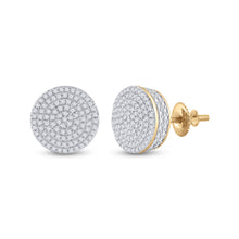  10k Yellow Gold Womens Round Diamond Circle Cluster Earrings 1/3 Cttw