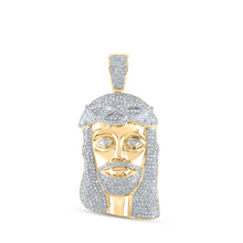  10k Yellow Gold Mens Round Diamond Jesus Face Charm Pendant 3 Cttw
