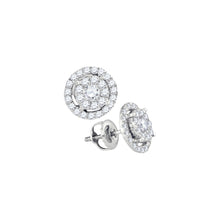  14k White Gold Womens Round Diamond Concentric Cluster Earrings 3/4 Cttw