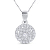 14k White Gold Womens Round Diamond Concentric Circle Frame Cluster Pendant 1/3 Cttw