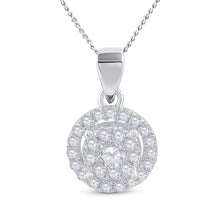  14k White Gold Womens Round Diamond Concentric Circle Frame Cluster Pendant 1/3 Cttw