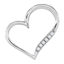  10k White Gold Womens Round Diamond Heart Outline Pendant 1/20 Cttw