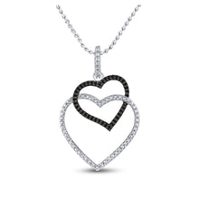  Sterling Silver Womens Round Black Color Enhanced Diamond Heart Pendant 1/8 Cttw