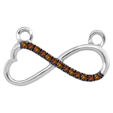  10k White Gold Womens Round Brown Diamond Heart Infinity Pendant Necklace 1/12 Cttw