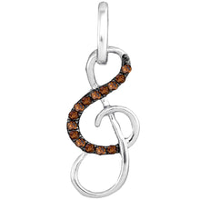  10k White Gold Womens Round Brown Diamond Treble Clef Pendant 1/10 Cttw