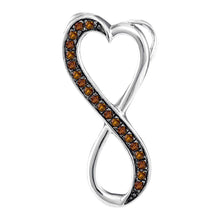  10k White Gold Womens Round Brown Diamond Heart Infinity Pendant 1/10 Cttw