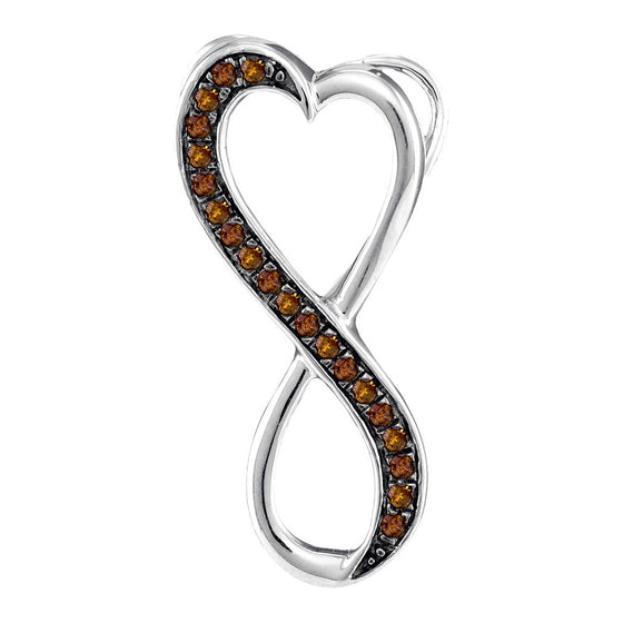 10k White Gold Womens Round Brown Diamond Heart Infinity Pendant 1/10 Cttw