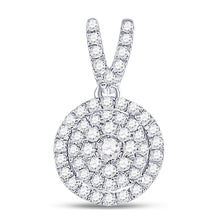  10k White Gold Womens Round Diamond Circle Frame Cluster Pendant 3/8 Cttw
