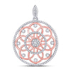 10k Two-tone Gold Womens Round Diamond Circle Pendant 1/2 Cttw