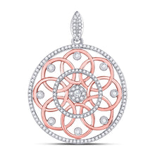  10k Two-tone Gold Womens Round Diamond Circle Pendant 1/2 Cttw