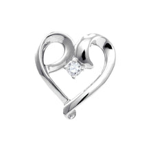  10k White Gold Womens Round Diamond Solitaire Heart Pendant 1/20 Cttw