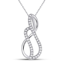  10k White Gold Womens Round Diamond Infinity Pendant 1/10 Cttw