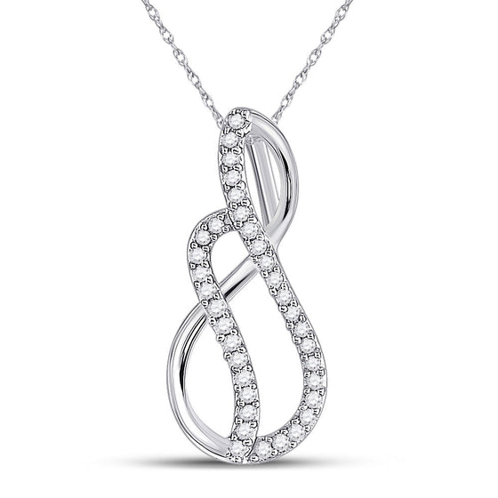 10k White Gold Womens Round Diamond Infinity Pendant 1/10 Cttw