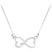  Sterling Silver Womens Round Diamond Mom Heart Pendant Necklace 1/12 Cttw