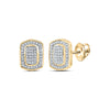 10k Yellow Gold Womens Round Diamond Cluster Earrings 1/4 Cttw