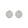 Yellow-tone Sterling Silver Round Diamond 3D Disk Circle Earrings 1/4 Cttw
