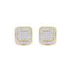 10k Yellow Gold Round Diamond Square Earrings 1/4 Cttw