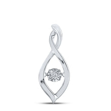  10k White Gold Womens Round Diamond Moving Twinkle Solitaire Pendant .03 Cttw