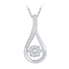 10k White Gold Womens Round Diamond Moving Cluster Teardrop Pendant 1/6 Cttw