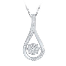  10k White Gold Womens Round Diamond Moving Cluster Teardrop Pendant 1/6 Cttw