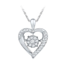  10k White Gold Womens Moving Twinkle Round Diamond Heart Pendant 1/6 Cttw