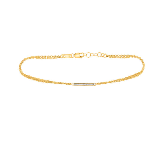 10k Yellow Gold Womens Round Diamond Single Row Bar Fashion Bracelet 1/20 Cttw