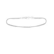  10k White Gold Womens Round Diamond Single Row Bar Fashion Bracelet 1/20 Cttw