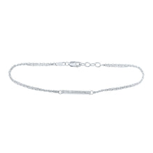  Sterling Silver Womens Round Diamond Single Row Bar Fashion Bracelet 1/20 Cttw